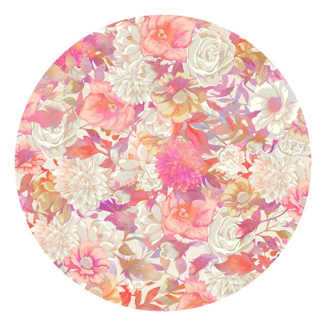 Tapet mønster Pink Blossom Dream With Roses
