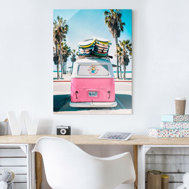 Billeder strande Pink VW Bus With Surfboards