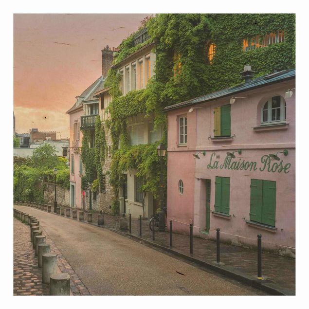 Prints på træ landskaber Rose Coloured Twilight In Paris