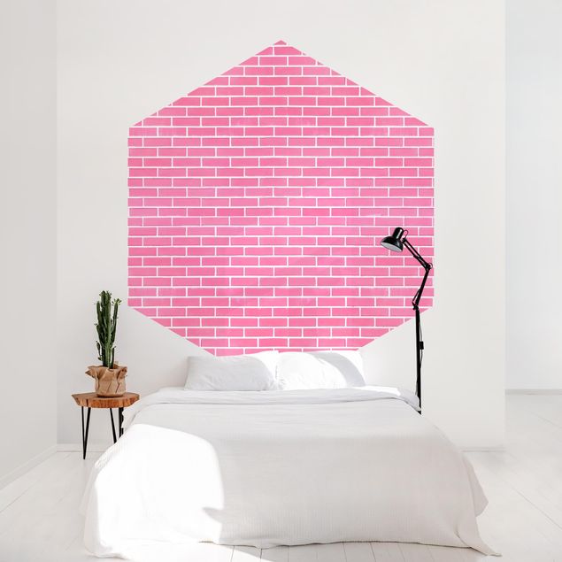 Moderne tapet Pink Brick Wall