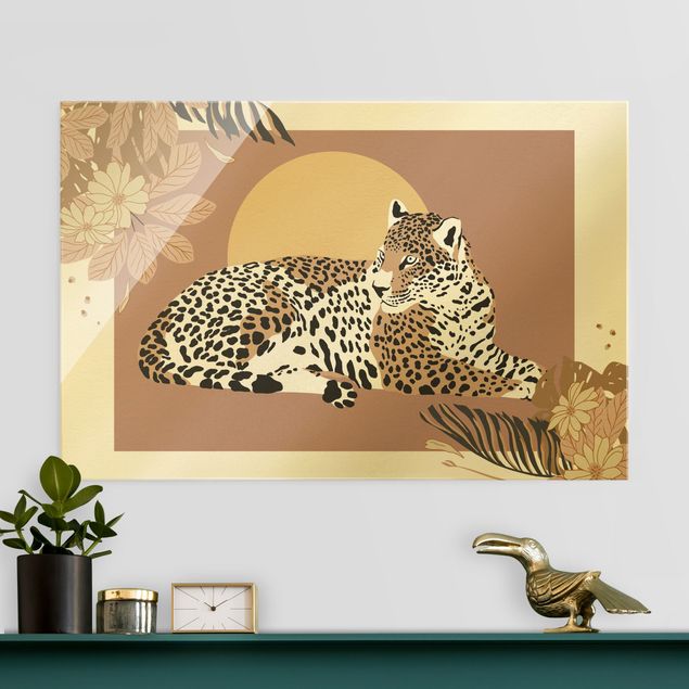 Glasbilleder solnedgange Safari Animals - Leopard At Sunset