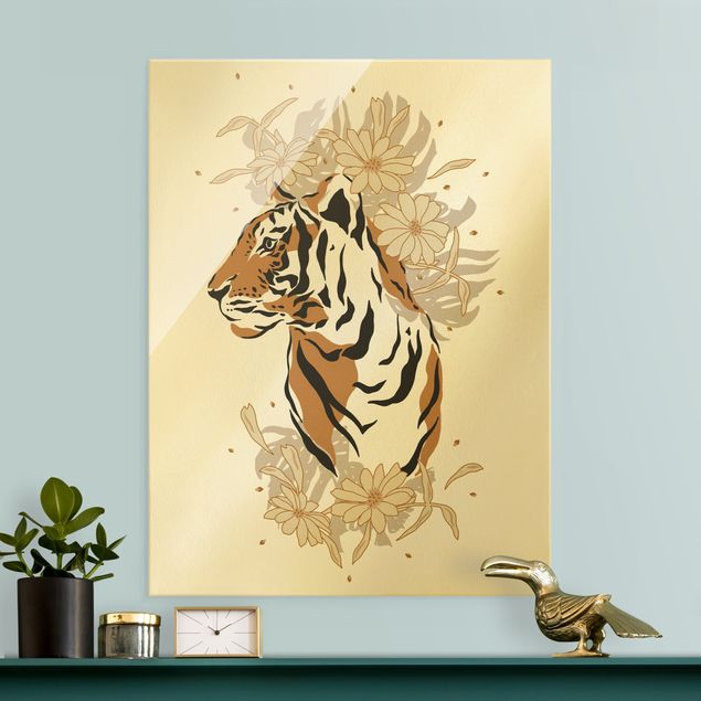 Glasbilleder dyr Safari Animals - Portrait Tiger