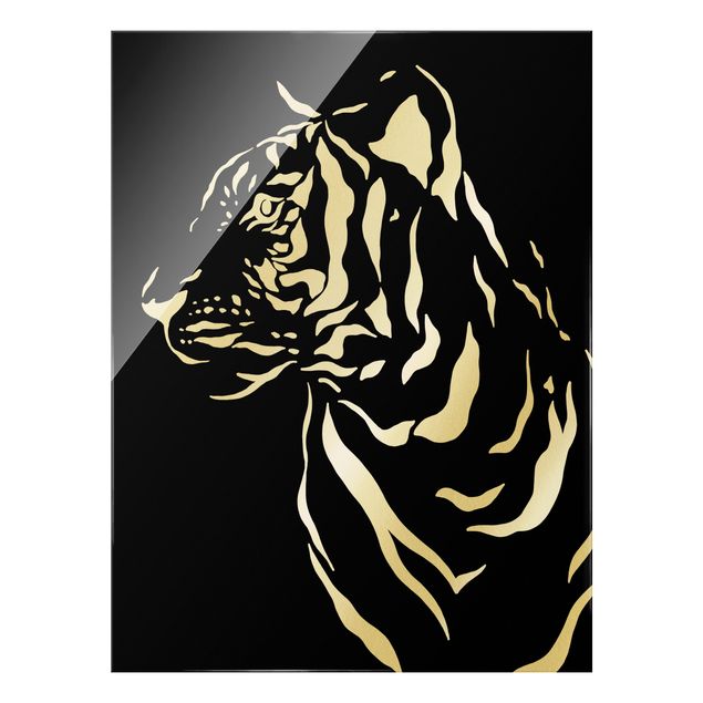 Billeder sort og hvid Safari Animals - Portrait Tiger Black