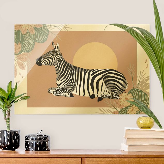 Glasbilleder solnedgange Safari Animals - Zebra At Sunset