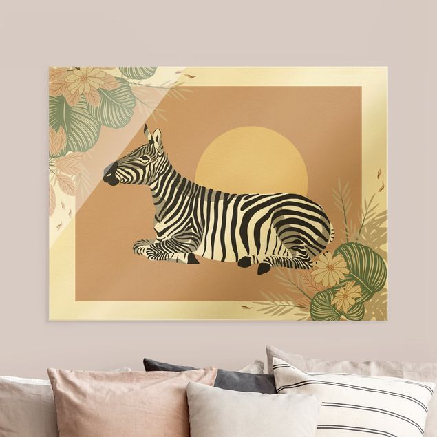Glasbilleder solnedgange Safari Animals - Zebra At Sunset