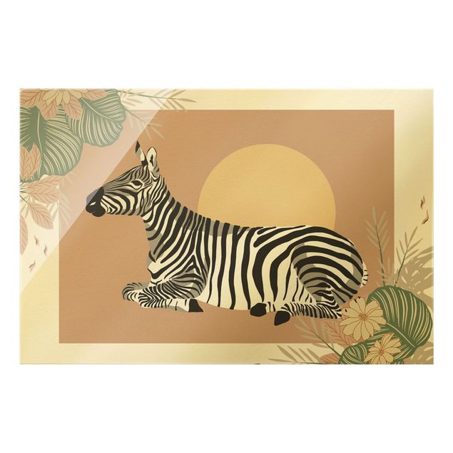 Billeder blomster Safari Animals - Zebra At Sunset