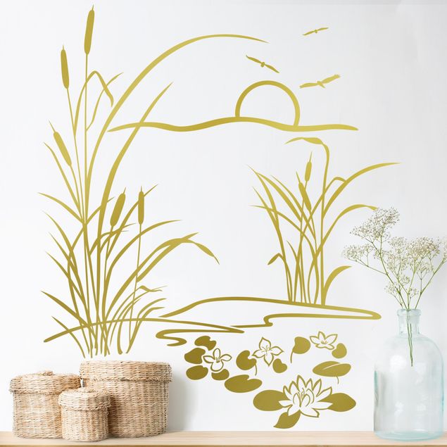 Wallstickers Planter Reed With Waterlilies