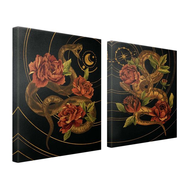 Billeder Snake With Roses Black And Gold Duo
