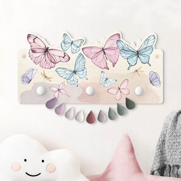 Børneværelse deco Butterflies Watercolour Pastel