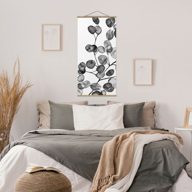 Billeder blomster Black And White Eucalyptus Twig Watercolour