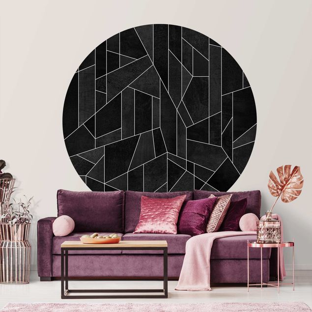 Geometrisk tapet Black And White Geometric Watercolour