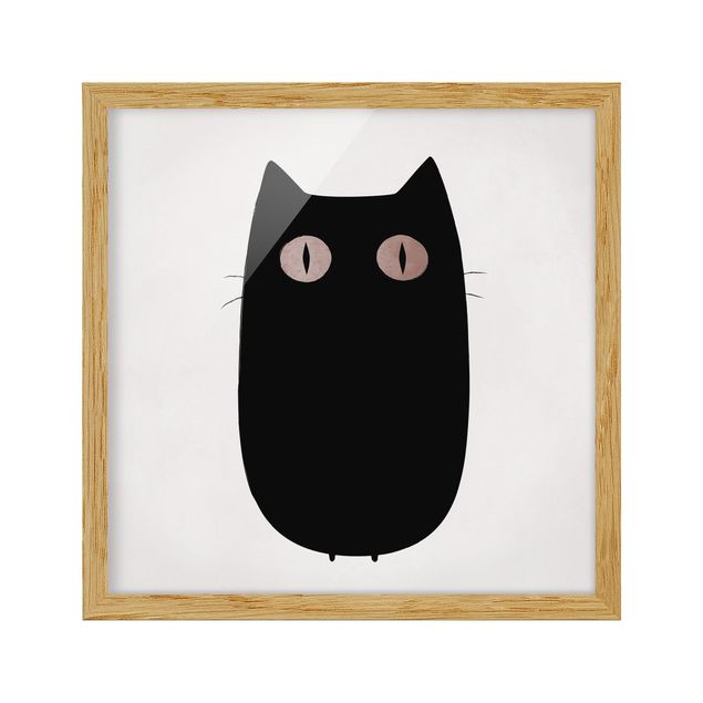 Indrammede plakater dyr Black Cat Illustration