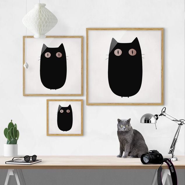 Billeder kunsttryk Black Cat Illustration