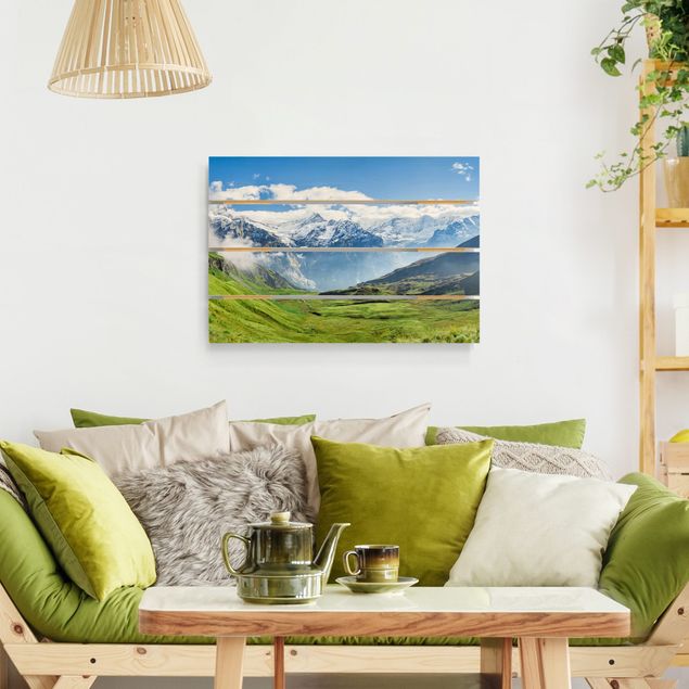 Prints på træ landskaber Swiss Alpine Panorama
