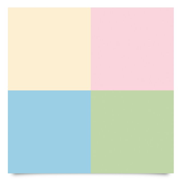 Selvklæbende folier Set of 4 Squares Pastel colours - Cream Rose Pastel Blue Mint