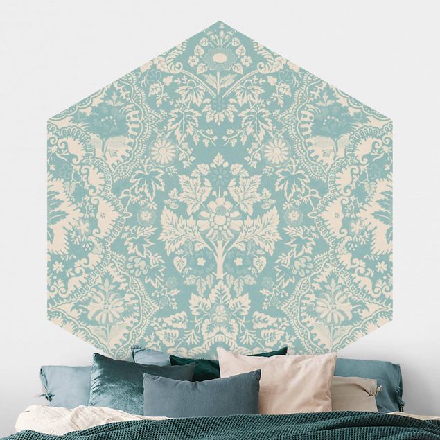 Ornamenter tapet Shabby Baroque Wallpaper In Azure II