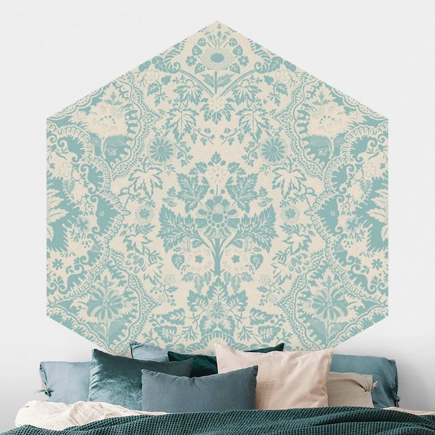 Ornamenter tapet Shabby Baroque Wallpaper In Azure