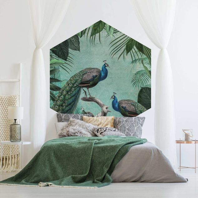 Moderne tapet Shabby Chic Collage - Noble Peacock