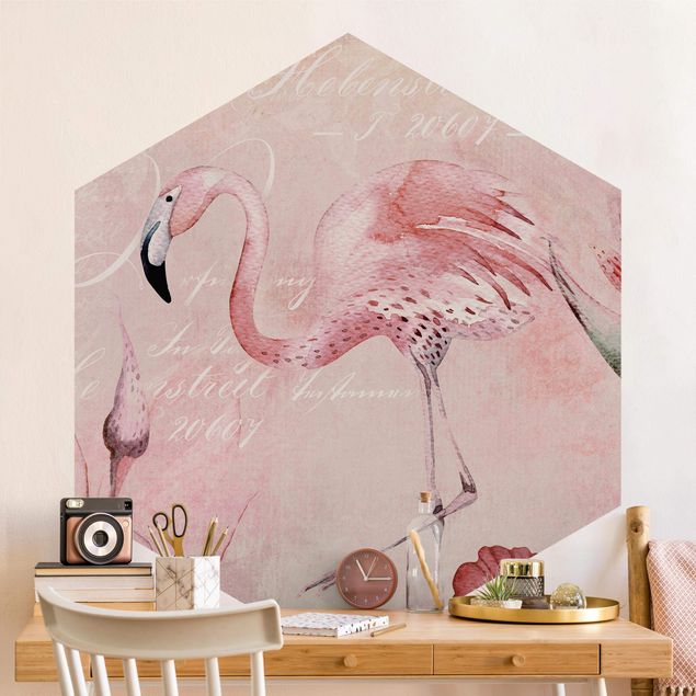 køkken dekorationer Shabby Chic Collage - Flamingo