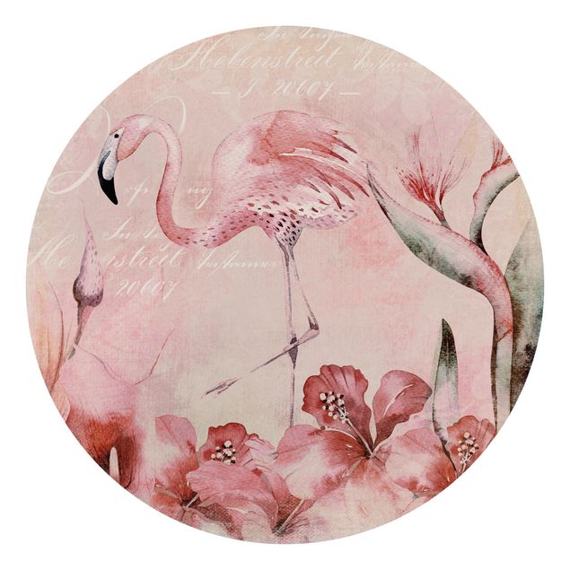 Tapet blomster Shabby Chic Collage - Flamingo