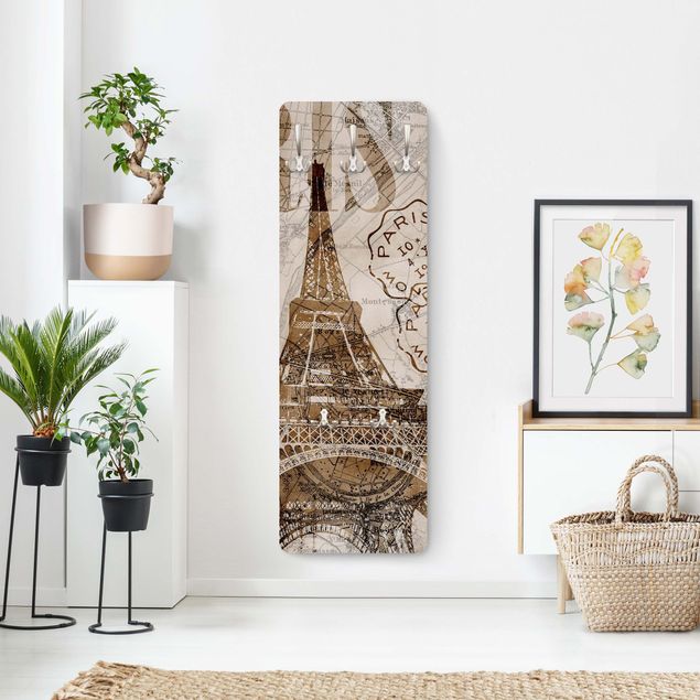 Knagerækker landlig Shabby Chic Collage - Paris
