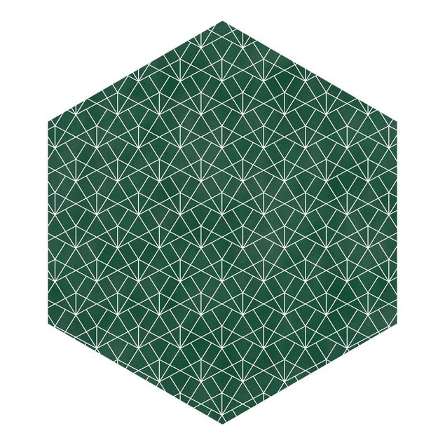 Fototapet grå Emerald Art Deco Line Pattern