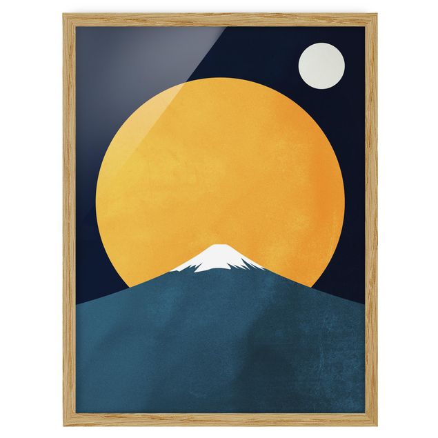 Indrammede plakater landskaber Sun, Moon And Mountain