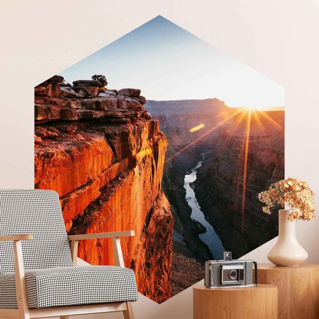 Fototapet arkitektur og skyline Sun In Grand Canyon