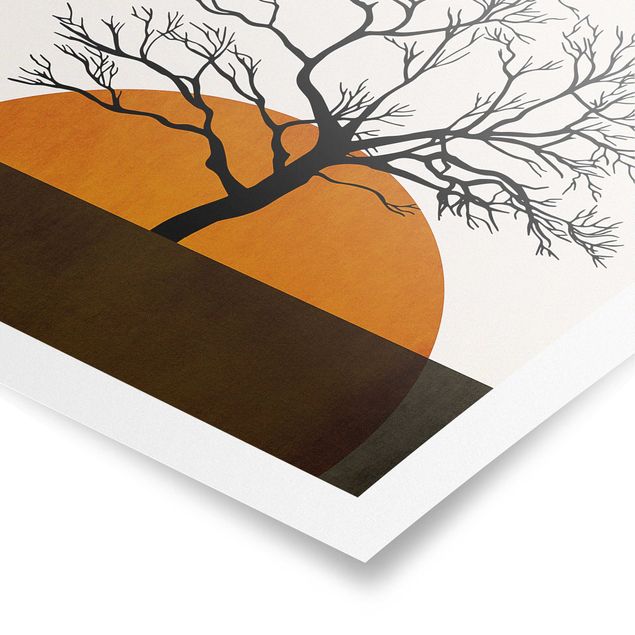 Plakater abstrakt Sun With Tree