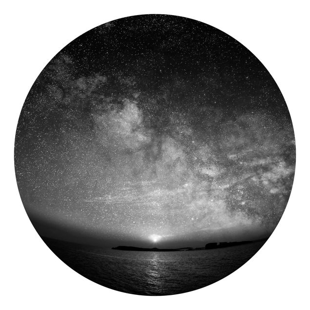 Moderne tapet Sun And Stars At Sea Black And White