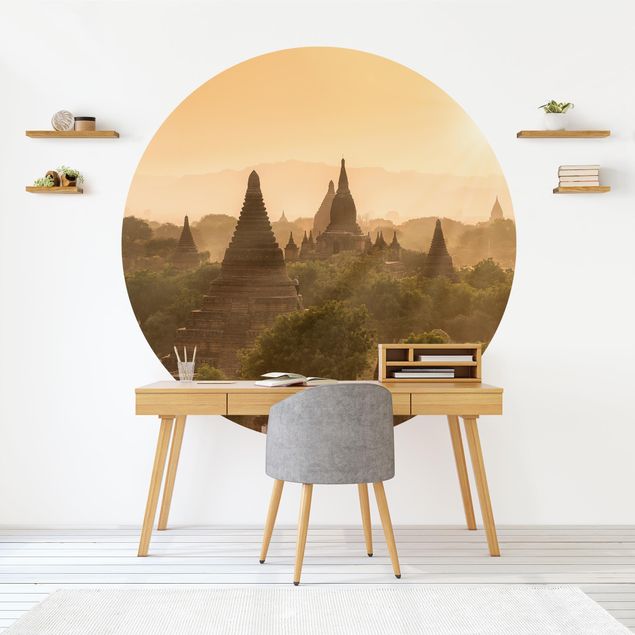 Fototapet arkitektur og skyline Sun Setting Over Bagan