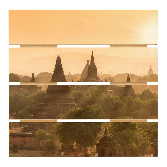 Prints på træ Sun Setting Over Bagan