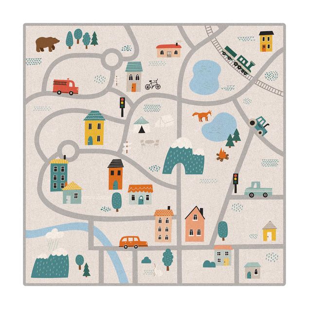 store gulvtæpper Playoom Mat Smalltown - Discover New Parts Of The Town