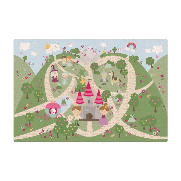 Farverigt gulvtæppe Playoom Mat Wonderland - The Path To The Castle