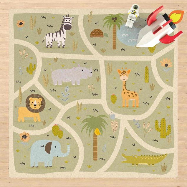 Børneværelse deco Playoom Mat Safari - So Many Different Animals