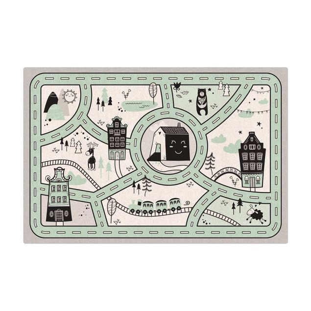sort gulvtæppe Playoom Mat Scandinavia - The Green City