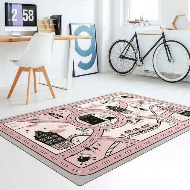moderne gulvtæppe Playoom Mat Scandinavia -  The Pink City