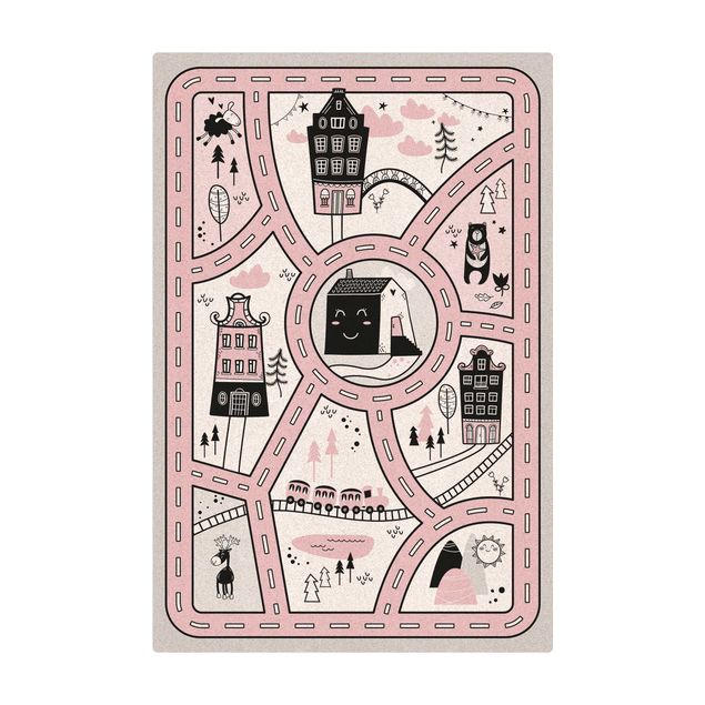 gulvtæppe sort Playoom Mat Scandinavia -  The Pink City