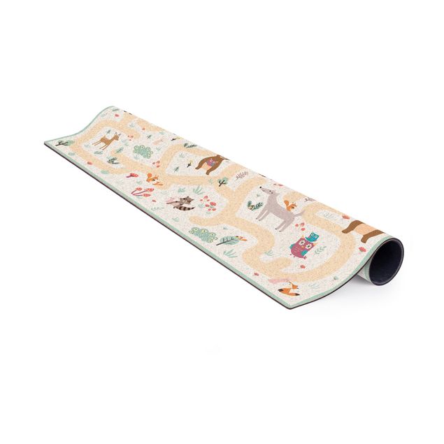 moderne tæppe Playoom Mat Forest Animals - Friends On A Forest Path