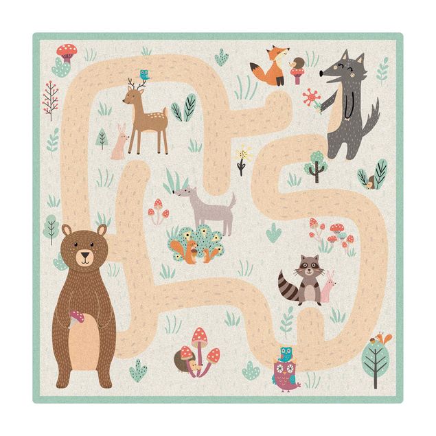 stort tæppe Playoom Mat Forest Animals - Friends On A Forest Path
