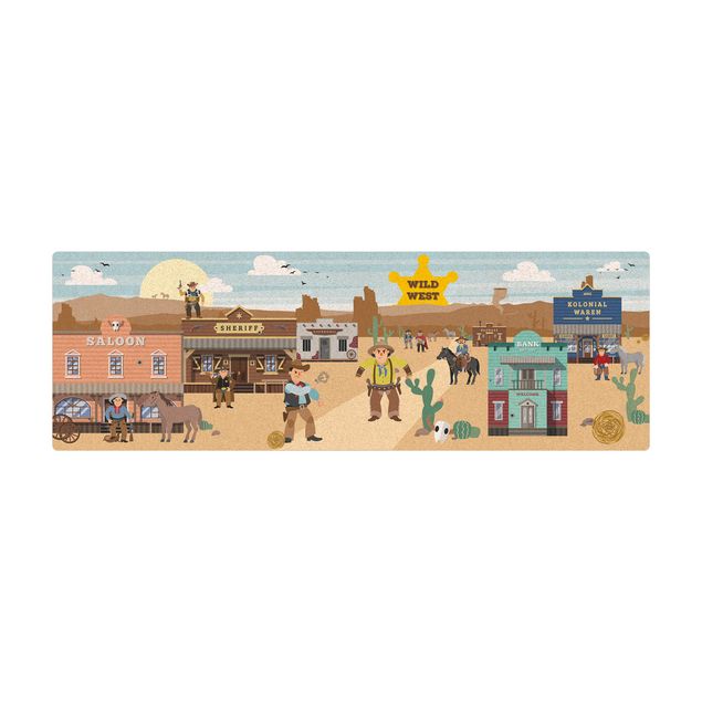 Tæpper natur Playoom Mat Wild West - In Front Of The Saloon