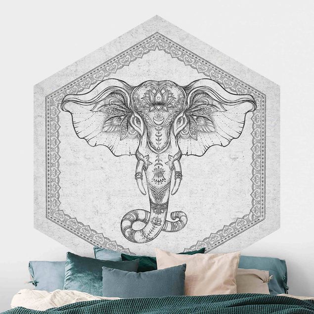 Tapet elefanter Spiritual Elephant In Concrete Look
