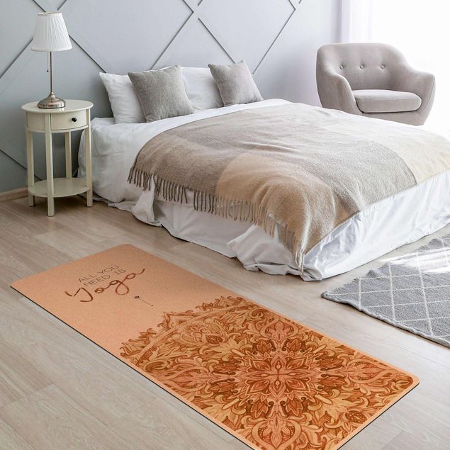 Spirituelle tæpper Text All You Need Is Yoga Orange