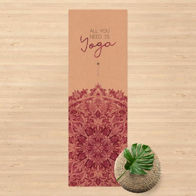 Tæppeløber Text All You Need Is Yoga Red