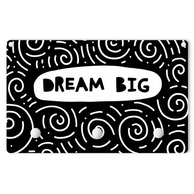 Knagerækker sort Text Dream Big With Whirls Black And White