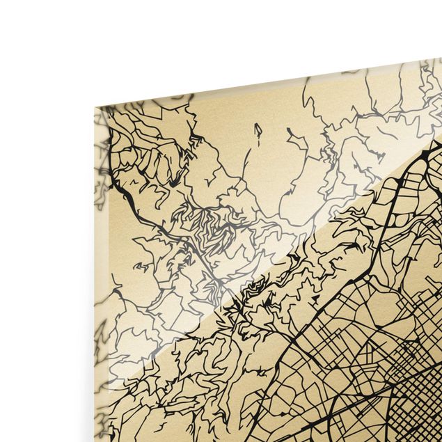 Glas magnettavla Barcelona City Map - Classic