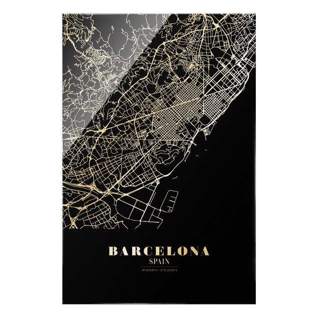 Billeder sort og hvid Barcelona City Map - Classic Black