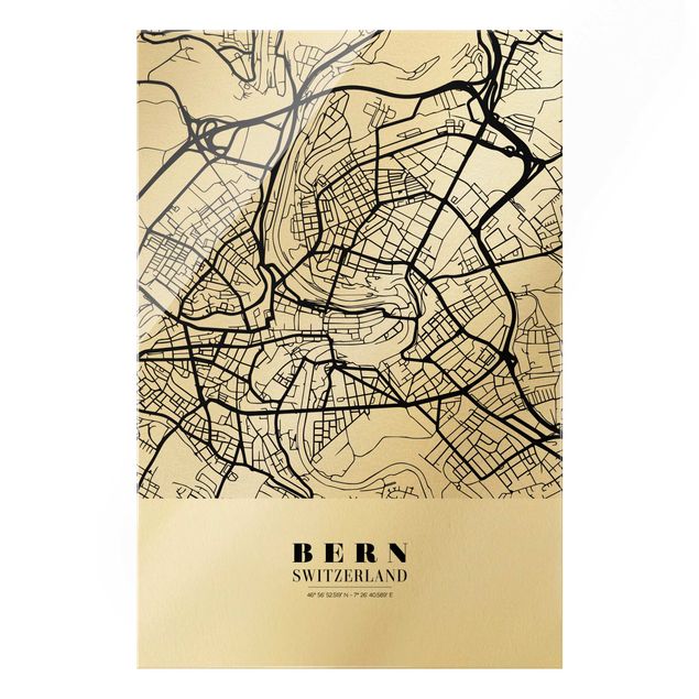 Billeder sort og hvid Bern City Map - Classic