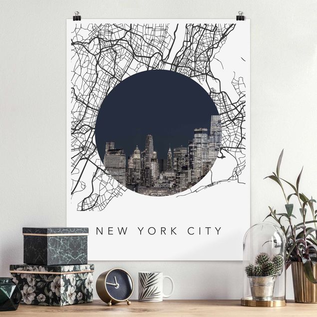 køkken dekorationer Map Collage New York City