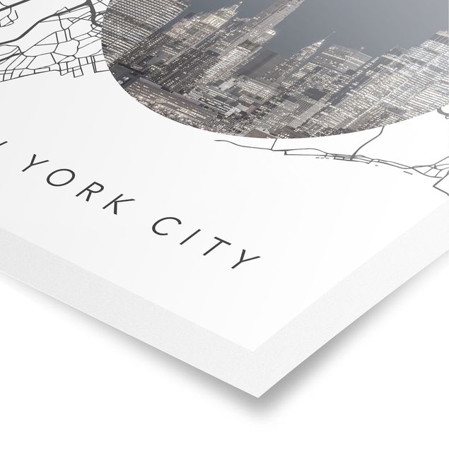 Plakater verdenskort Map Collage New York City